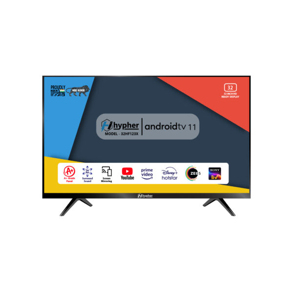 Hypher 80 cm (32 inches) HD Android Smart LED TV 32HF123X (Black)