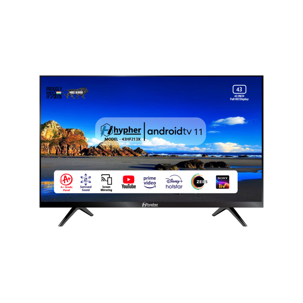 Hypher 108 cm (43 inches) Full HD Smart Android LED TV 43HF213X (Black)